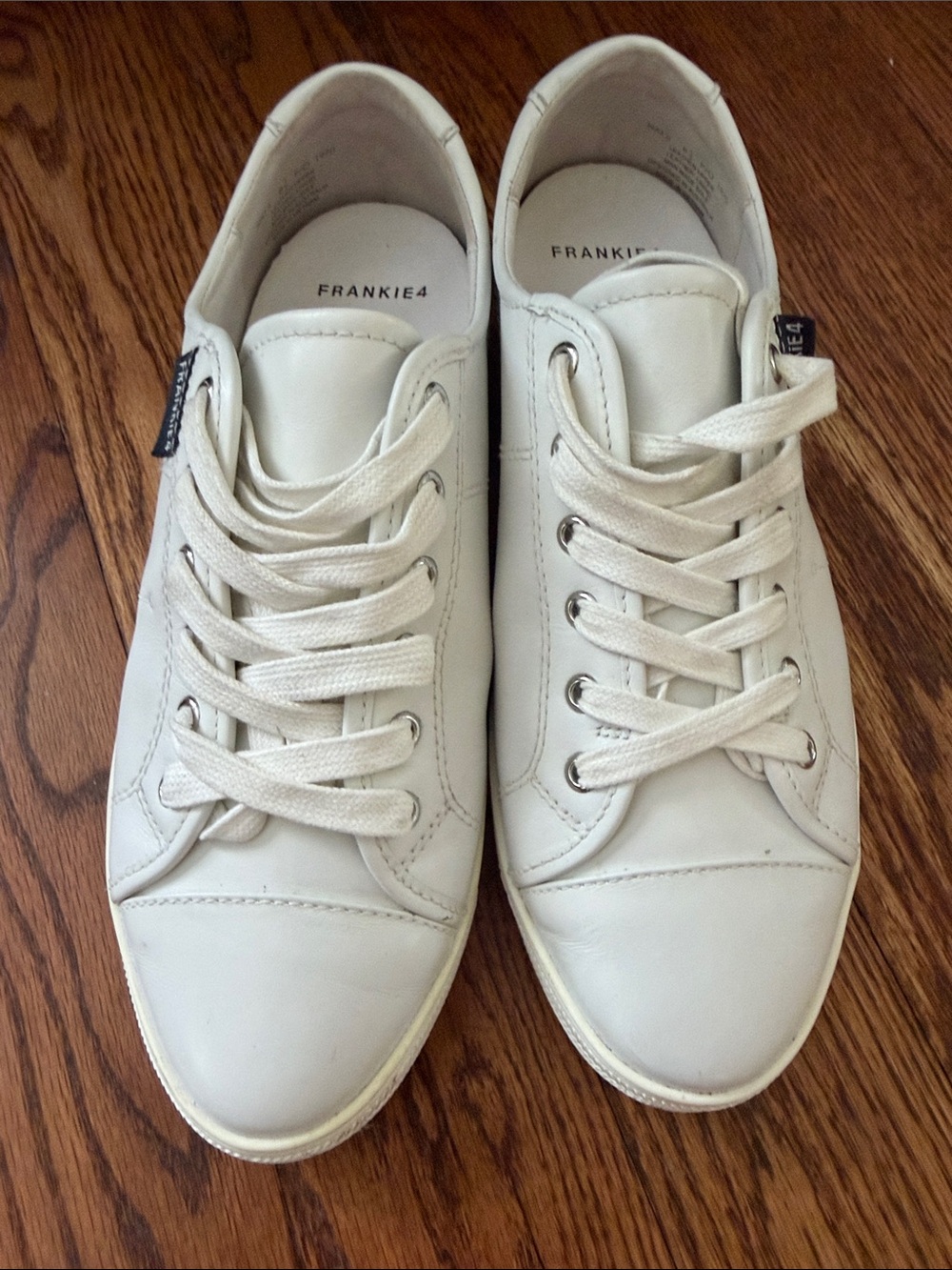 Women's White Leather Lace-Up Sneakers Frankie 4